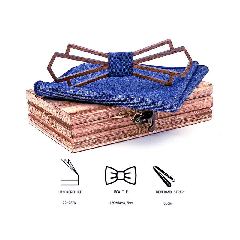 Lot de 2 noeuds papillon fantaisie creux en bois pour homme