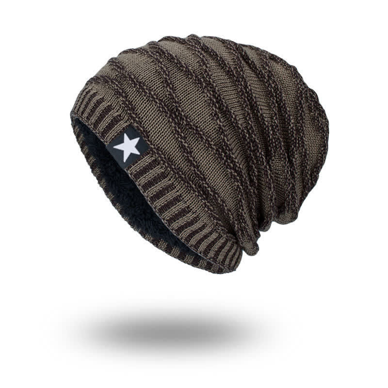 Bonnet tricoté cinq étoiles doublé polaire