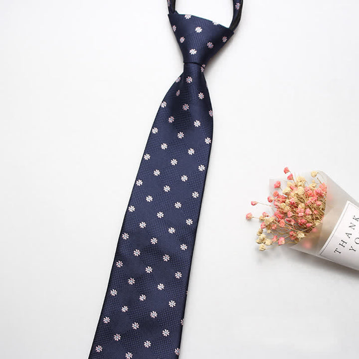 Cravate zippée à motifs floraux rétro pour hommes - Marine - image 3
