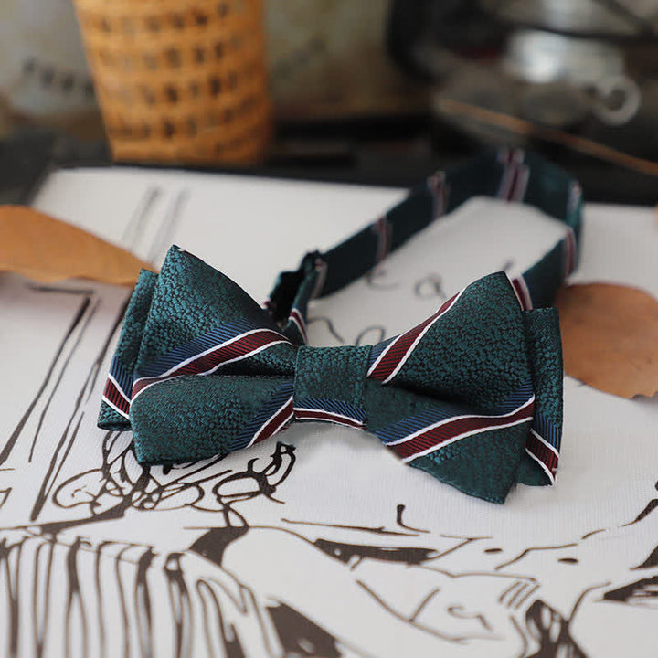 Nœud papillon élégant à pois et rayures pour homme
