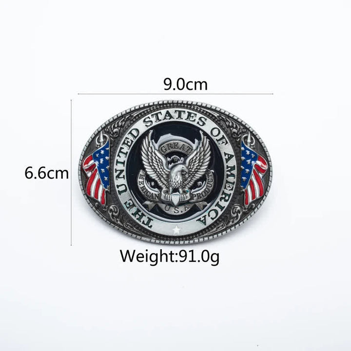 Ceinture en cuir de luxe pour homme avec drapeau américain et aigle