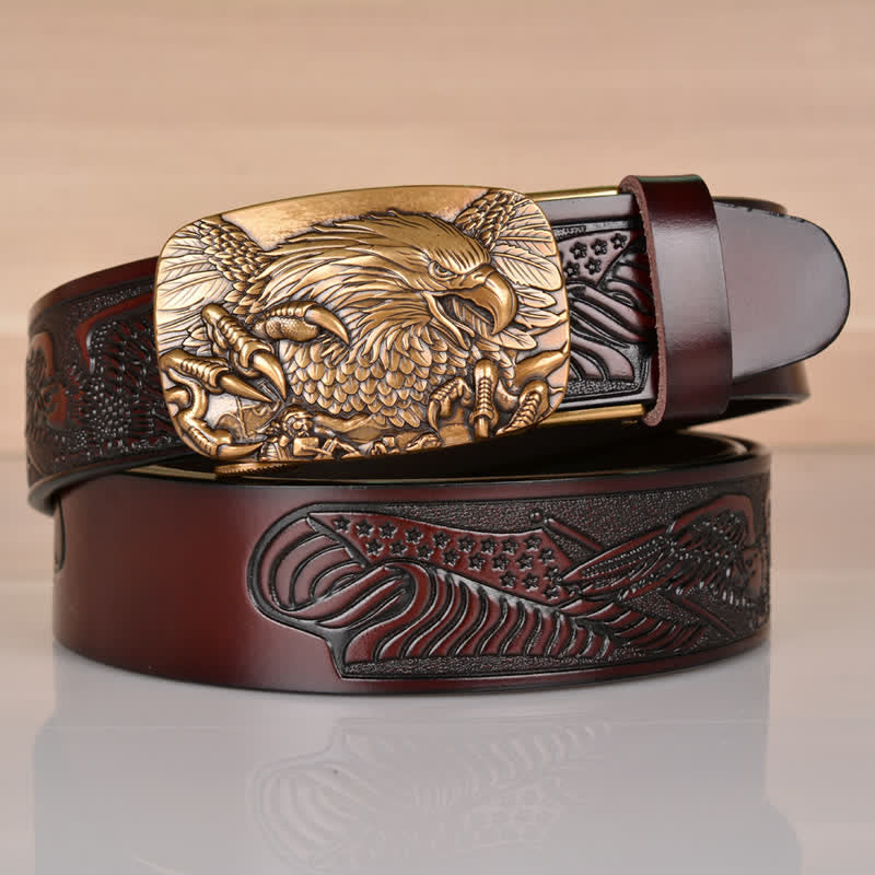 Ceinture en cuir à boucle automatique pour homme Mighty Eagle Sharp Claw