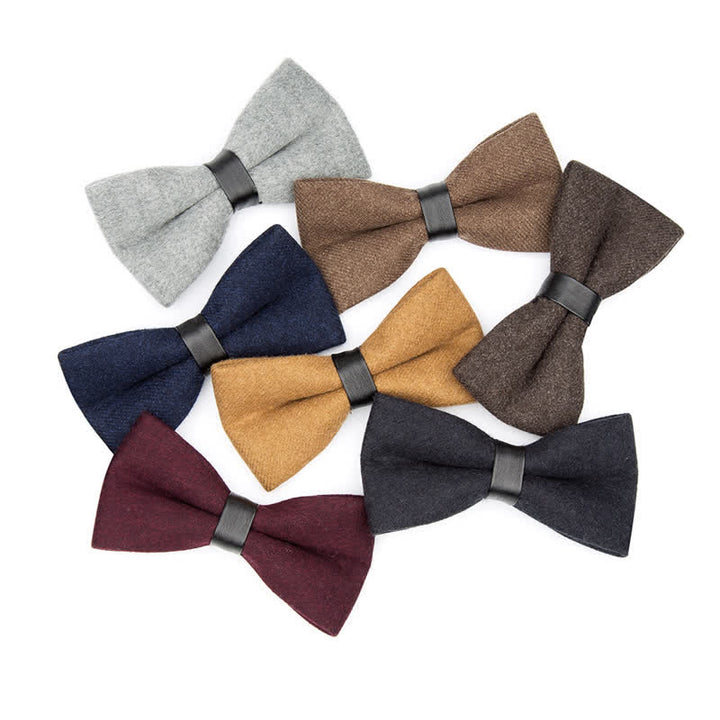 Noeud papillon en laine vintage de couleur unie pour homme