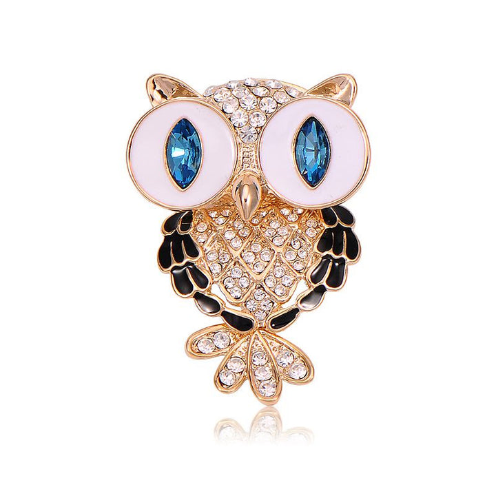 Broche Hibou Mystique aux Yeux Bleus pour Femme