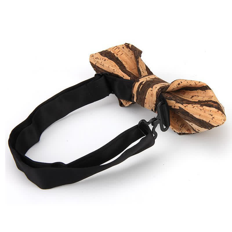 Nœud papillon pointu en liège et bois pour homme