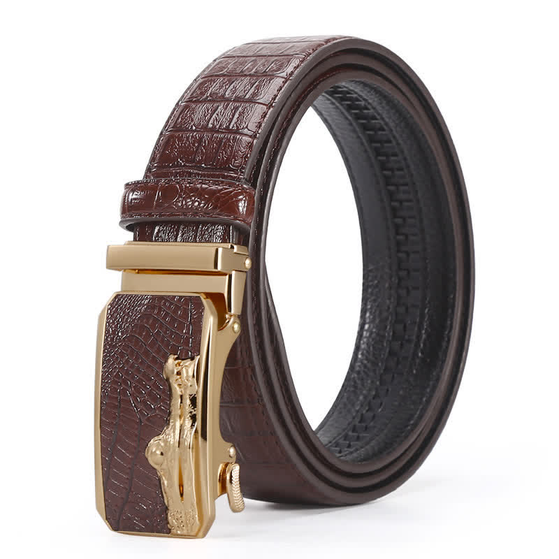 Ceinture en cuir à boucle automatique pour homme, motif crocodile