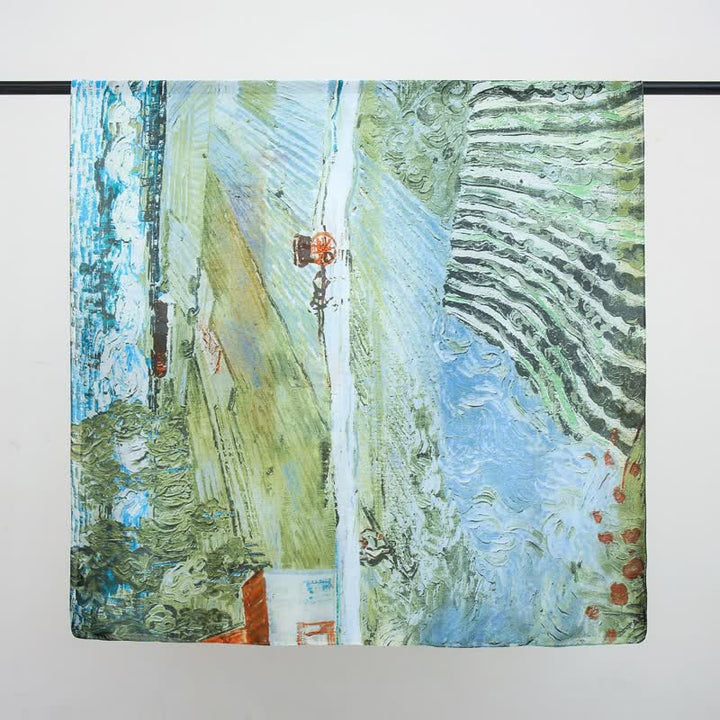 Écharpe fine à imprimé peinture à l'huile pour femme