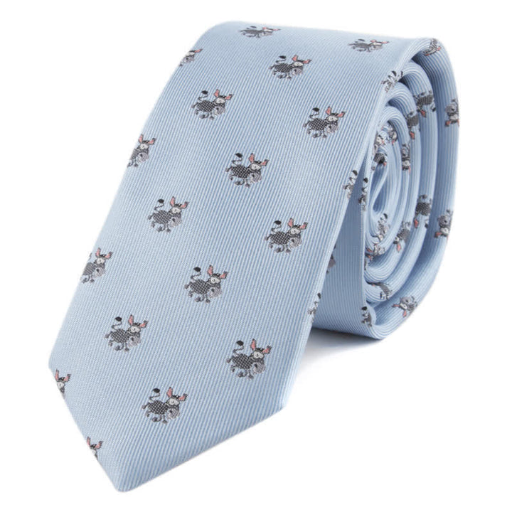 Cravate pour homme à motifs d'animaux et de poker - Âne bleu clair - image 10