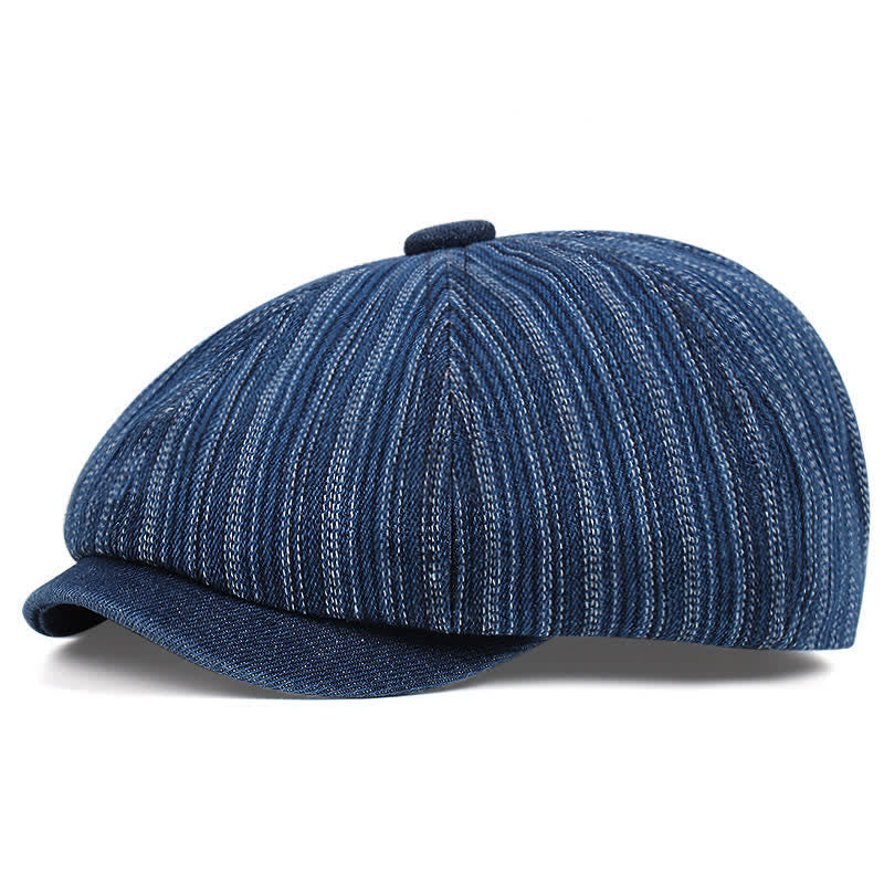 Casquette béret octogonale à rayures tendance - Bleu foncé - M (22"-22 7/8") - image 0