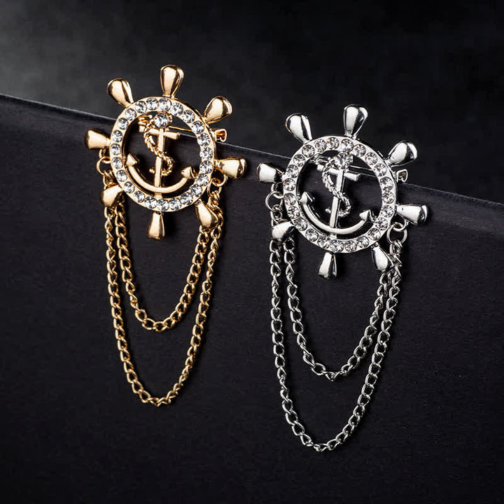 Broche pour homme représentant une chaîne d'ancre de roue de navire de la marine