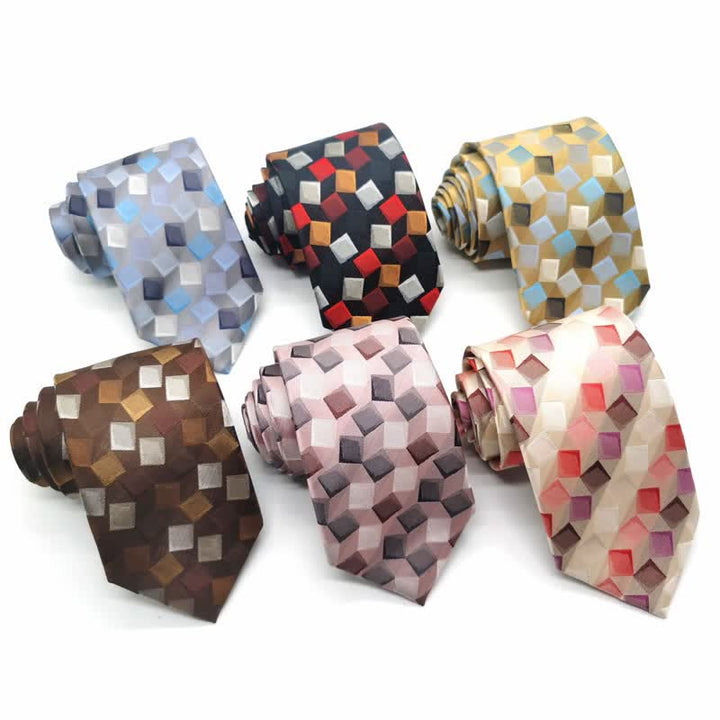 Cravate carrée en pure soie à motif géométrique coloré pour homme