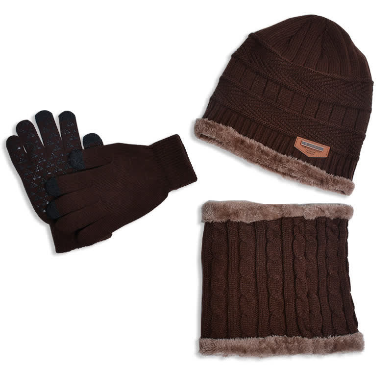 Ensemble bonnet, écharpe, gants tricotés pour adulte et enfant 3 pièces
