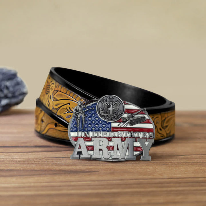 Ceinture en cuir à boucle militaire de l'armée américaine pour homme