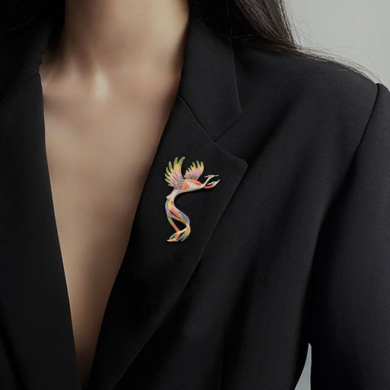 Broche phénix volant à deux têtes pour femme