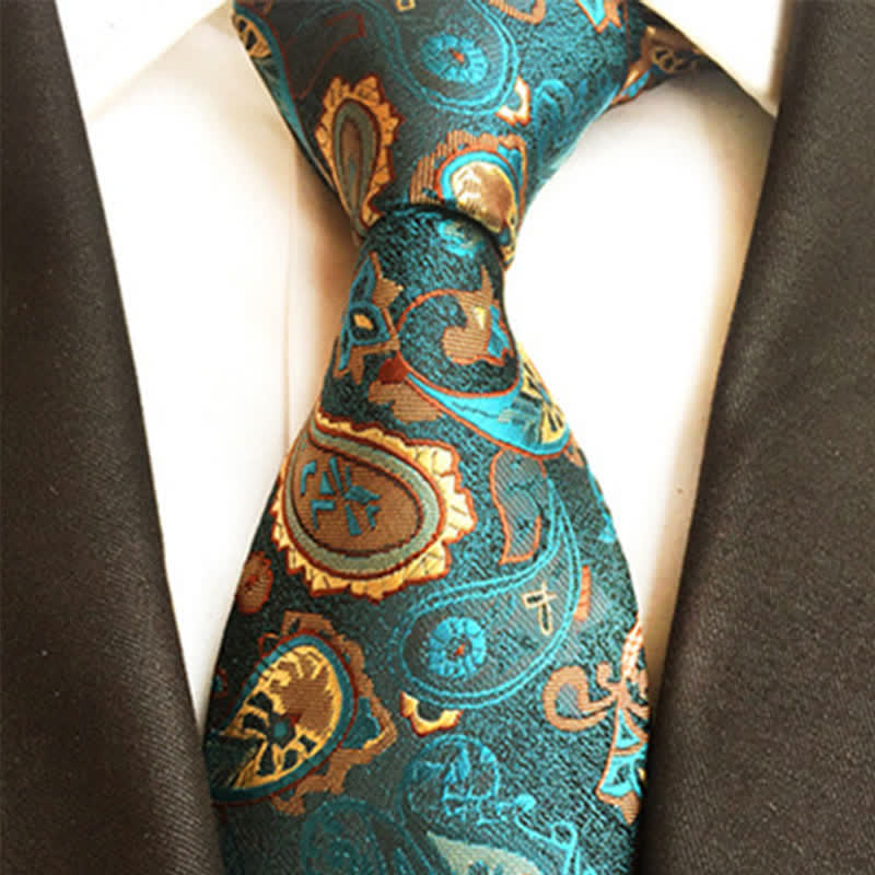 Cravate à motif cachemire nostalgique pour homme vert foncé