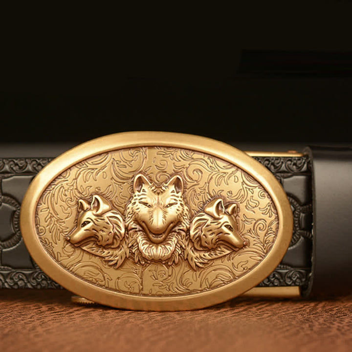 Ceinture en cuir pour homme avec motif Légende des loups affamés