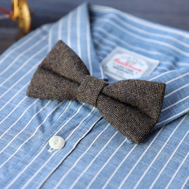 Nœud papillon simple en tweed de laine mélangée pour homme