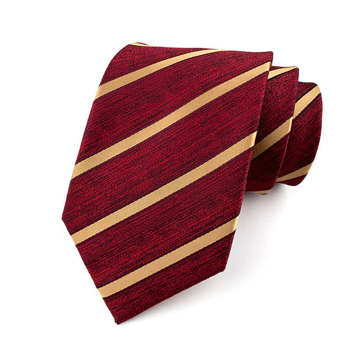 Cravate classique à fines rayures pour homme - Rouge et Or - image 2