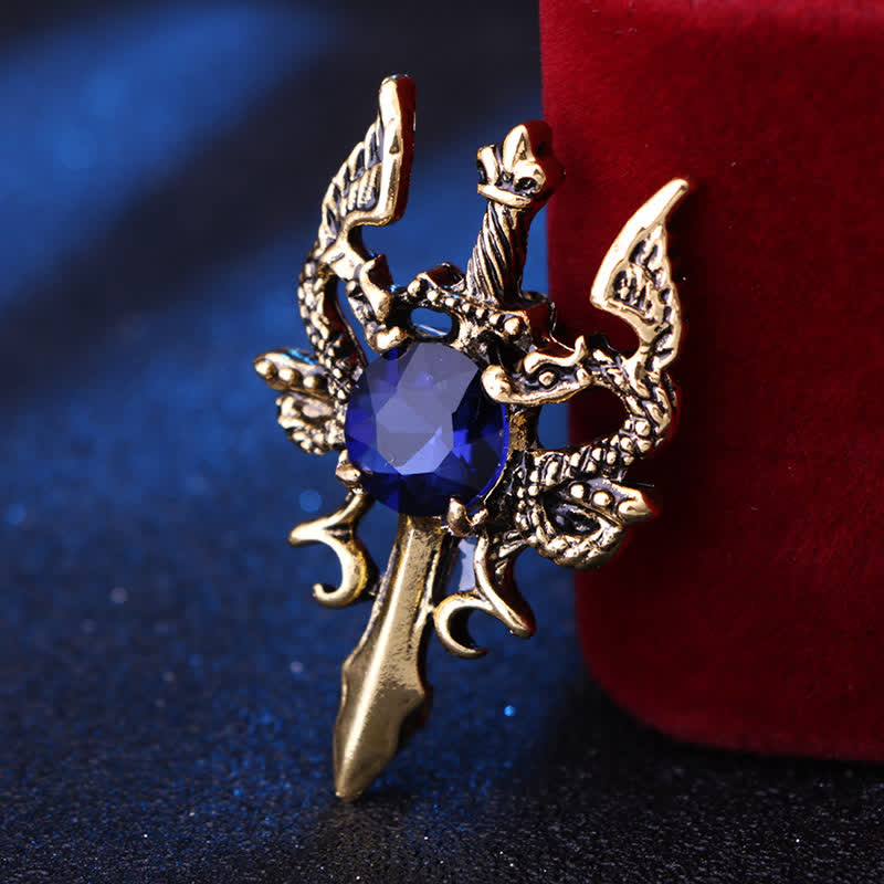 Broche rétro en forme d'épée de dragon pour homme