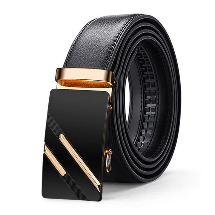 Ceinture en cuir à boucle automatique de luxe en relief pour homme - Style n°1 - Or - 46 - image 0