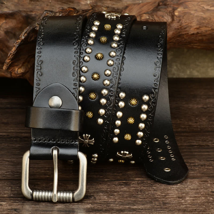 Ceinture décorative unisexe à rivets croisés de style rock