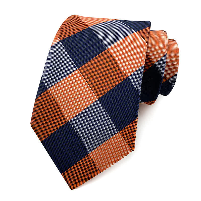Costume de smoking slim pour homme avec cravate à carreaux - Orange - image 16