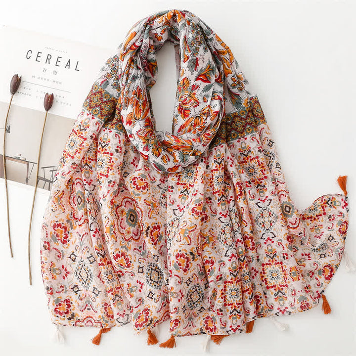 Foulard cape de plage ethnique bohème orange pour femme