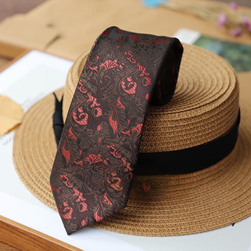 Cravate mystère exotique pour homme avec chardons noirs et rouges