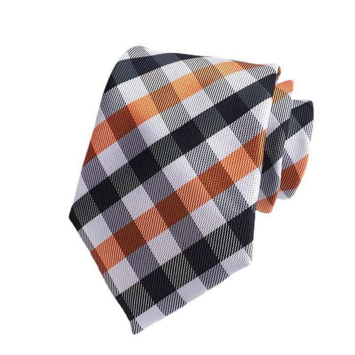 Cravate habillée à carreaux multicolores pour homme - Orange et noir - image 9