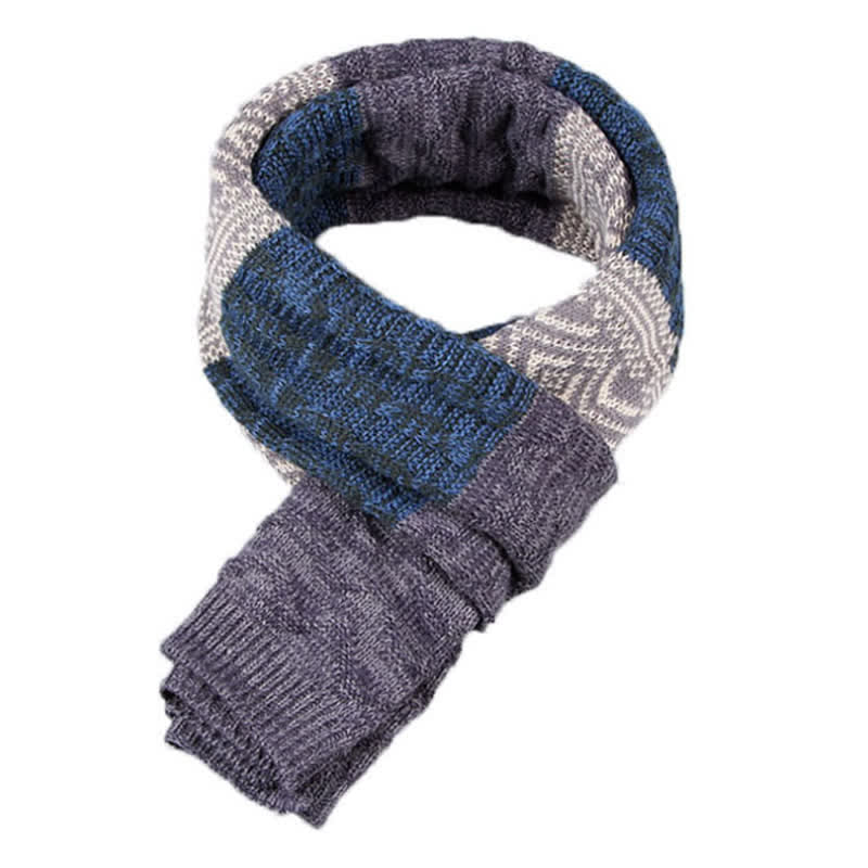 Écharpe en tricot à motif argyle pour homme avec blocs de couleurs