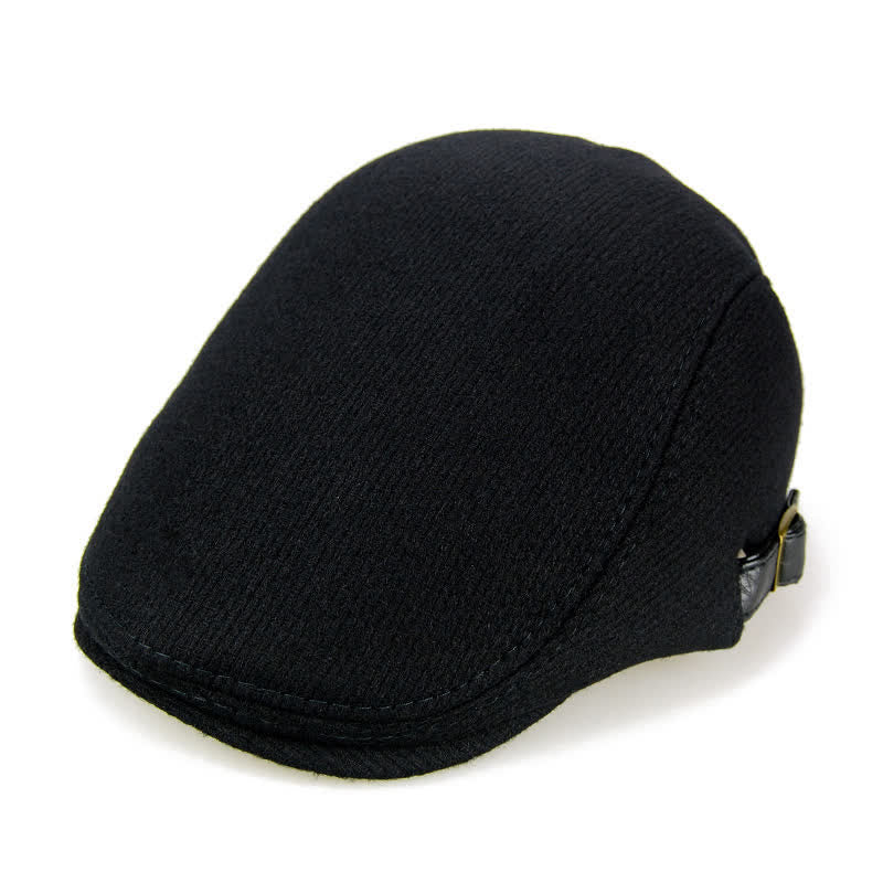 Béret plat en cuir avec boucle réglable