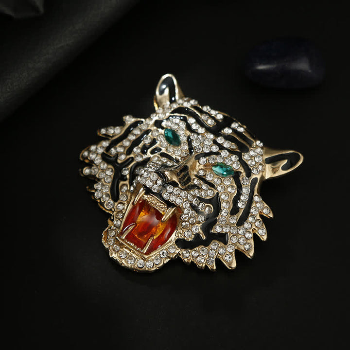Broche rétro tête de tigre pour homme