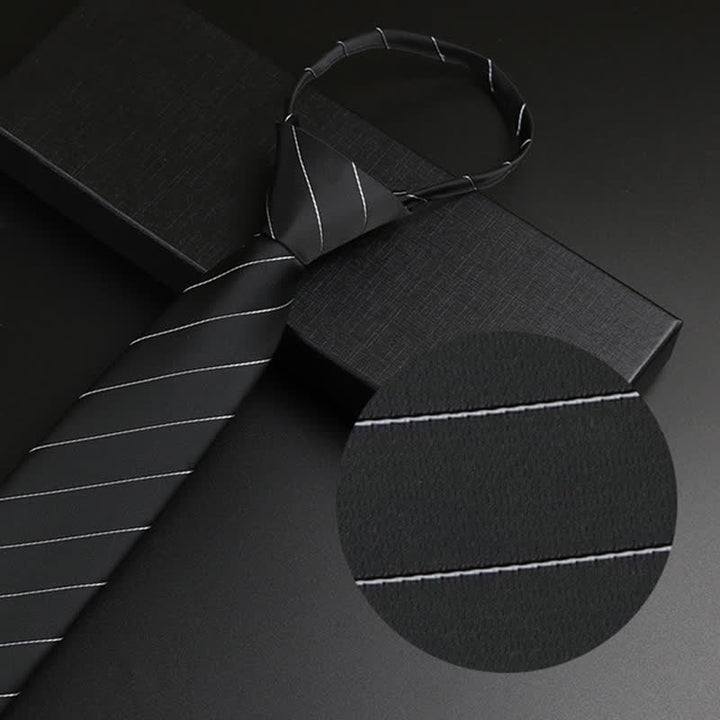 Cravate classique à fermeture éclair noire et grise pour homme