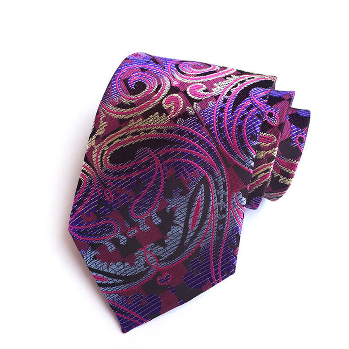 Cravate à motif cachemire distinctif magenta pour homme