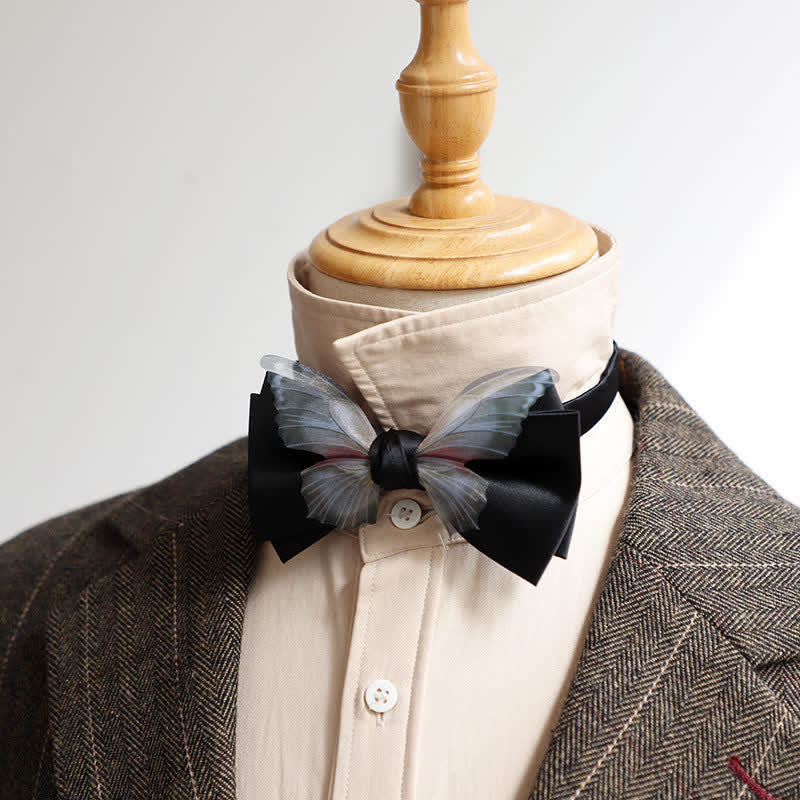 Ensemble de mouchoirs de poche vintage en organza pour homme avec nœud papillon papillon