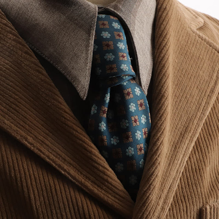 Cravate texturée à petites fleurs géométriques pour homme 