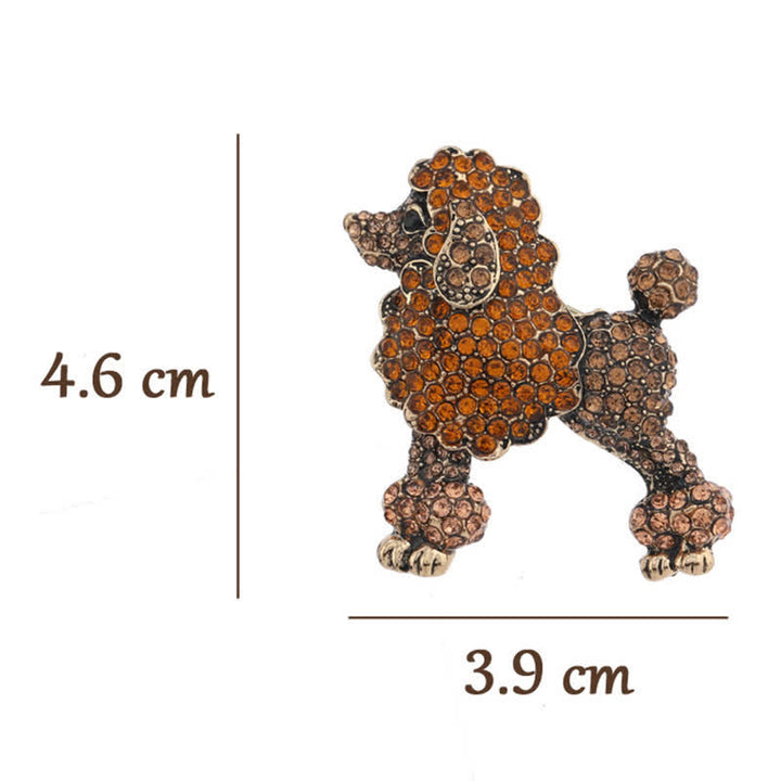 Broche chien caniche strass pour femme