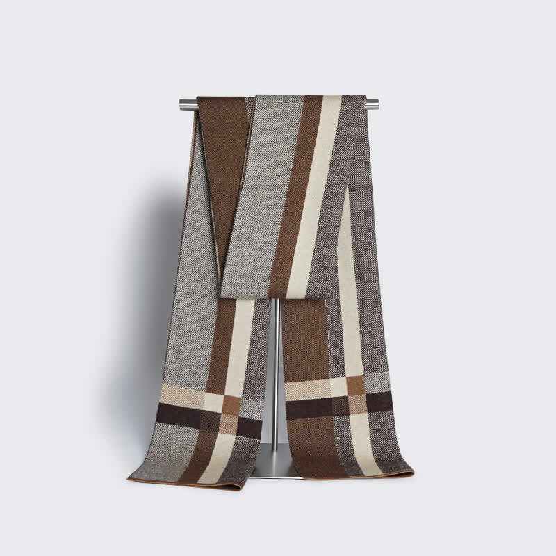 Écharpe d'hiver classique à rayures et carreaux pour homme