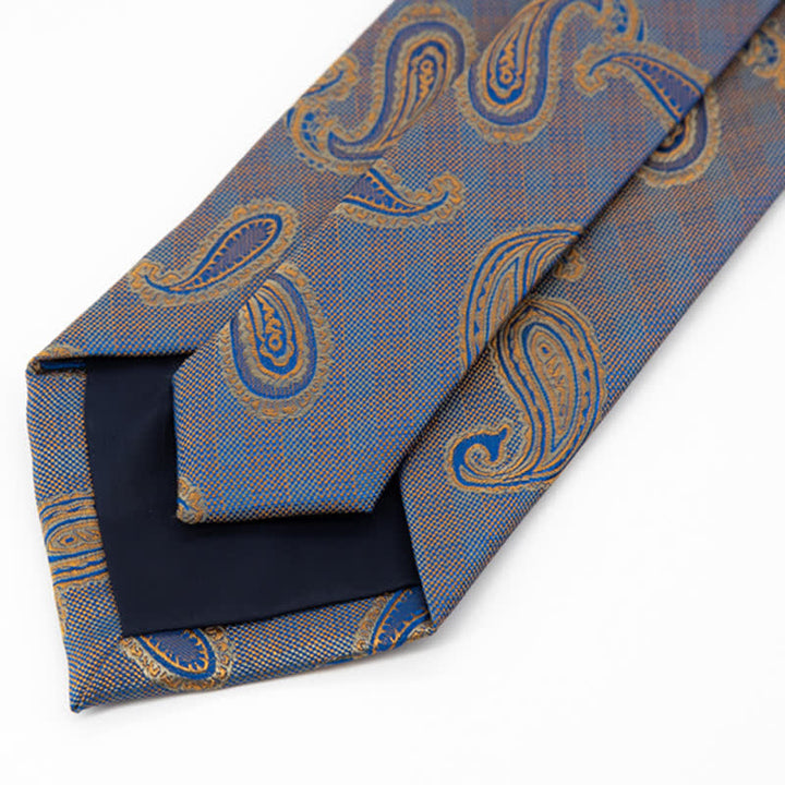 Cravate pour homme à motif cachemire bleu et doré Kaleidoscope