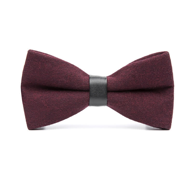 Noeud papillon en laine vintage de couleur unie pour homme