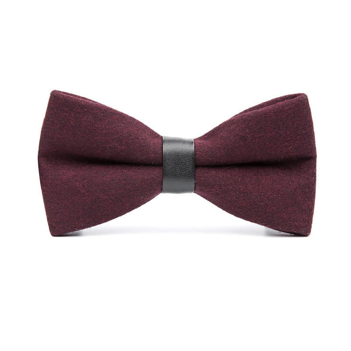 Noeud papillon en laine vintage de couleur unie pour homme