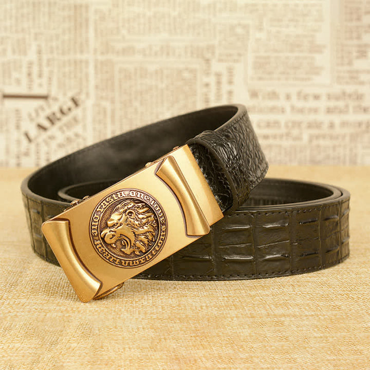 Ceinture en cuir à motif alligator tête de lion pour homme