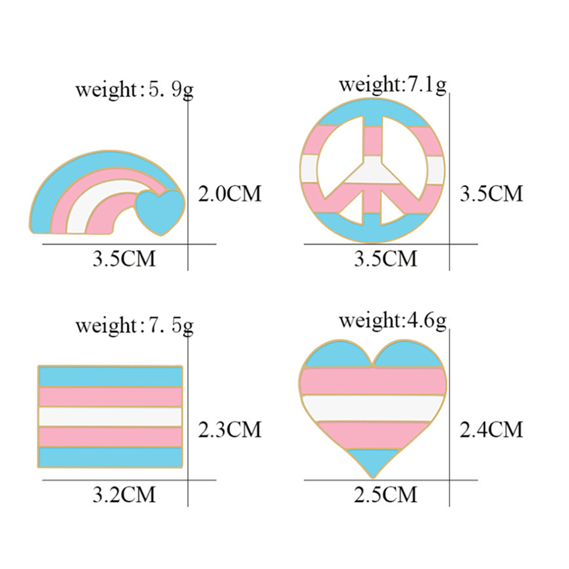 Lot de 6 broches avec drapeau arc-en-ciel rose et bleu pour la Journée de la fierté