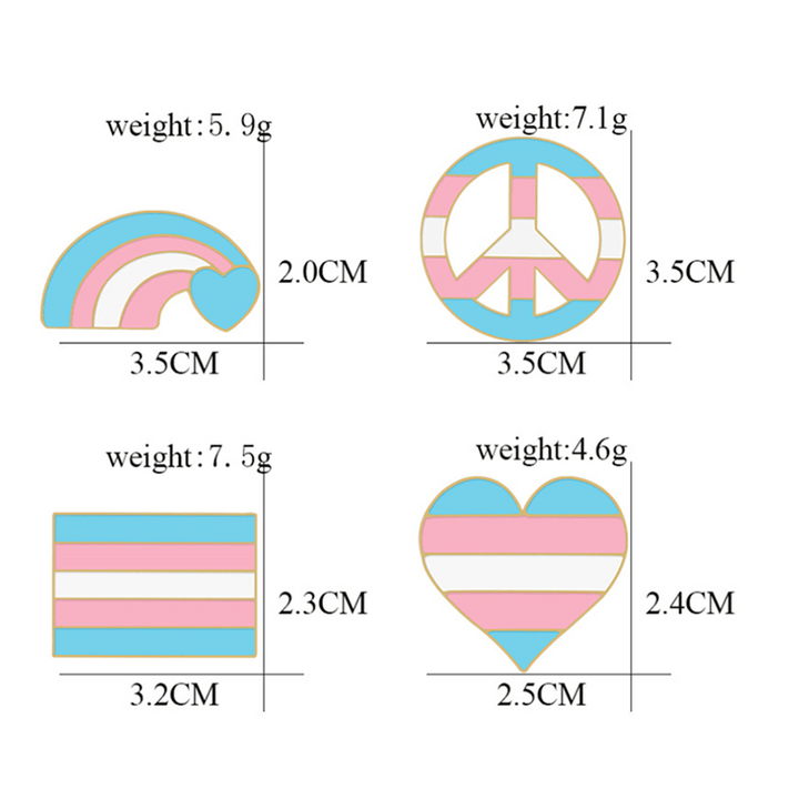 Lot de 6 broches avec drapeau arc-en-ciel rose et bleu pour la Journée de la fierté