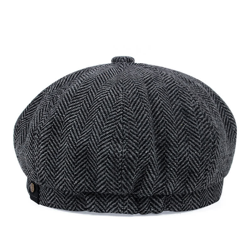 Casquette béret octogonale à chevrons rayée vintage