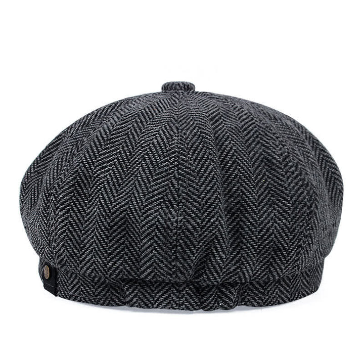 Casquette béret octogonale à chevrons rayée vintage