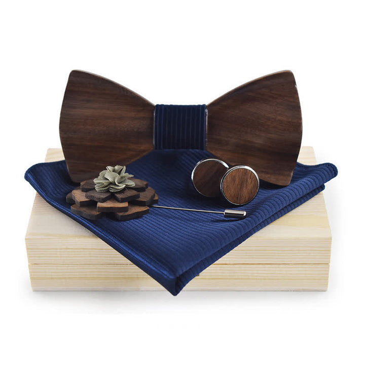 Lot de 4 noeuds papillon vintage en bois noir pour homme