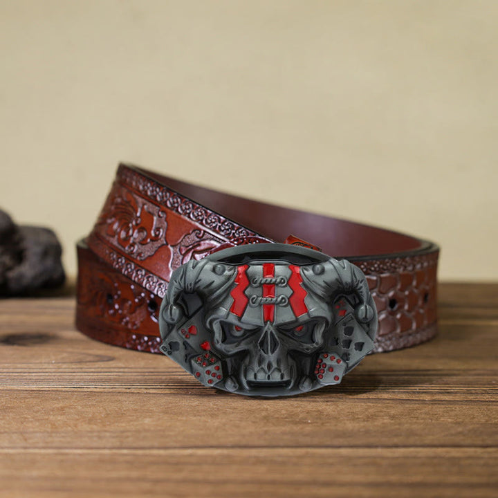 Ceinture en cuir à boucle Joker Skull Clown DIY pour homme