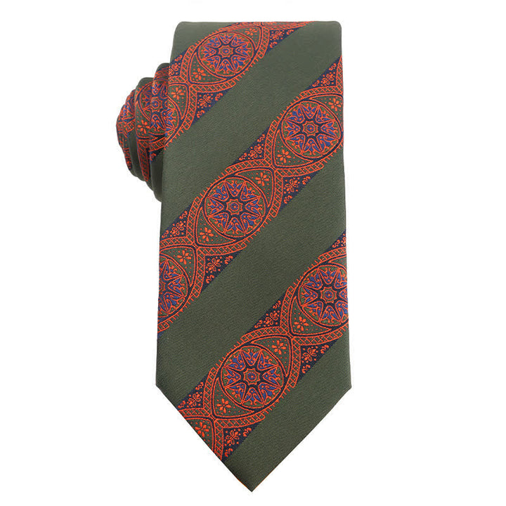 Cravate pour homme série orange vert forêt - Oeil et Rayures - image 6