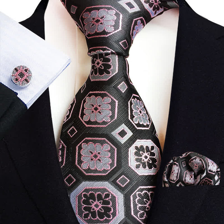 Ensemble de 3 cravates classiques à motif cachemire pour homme - Rose et noir - image 7
